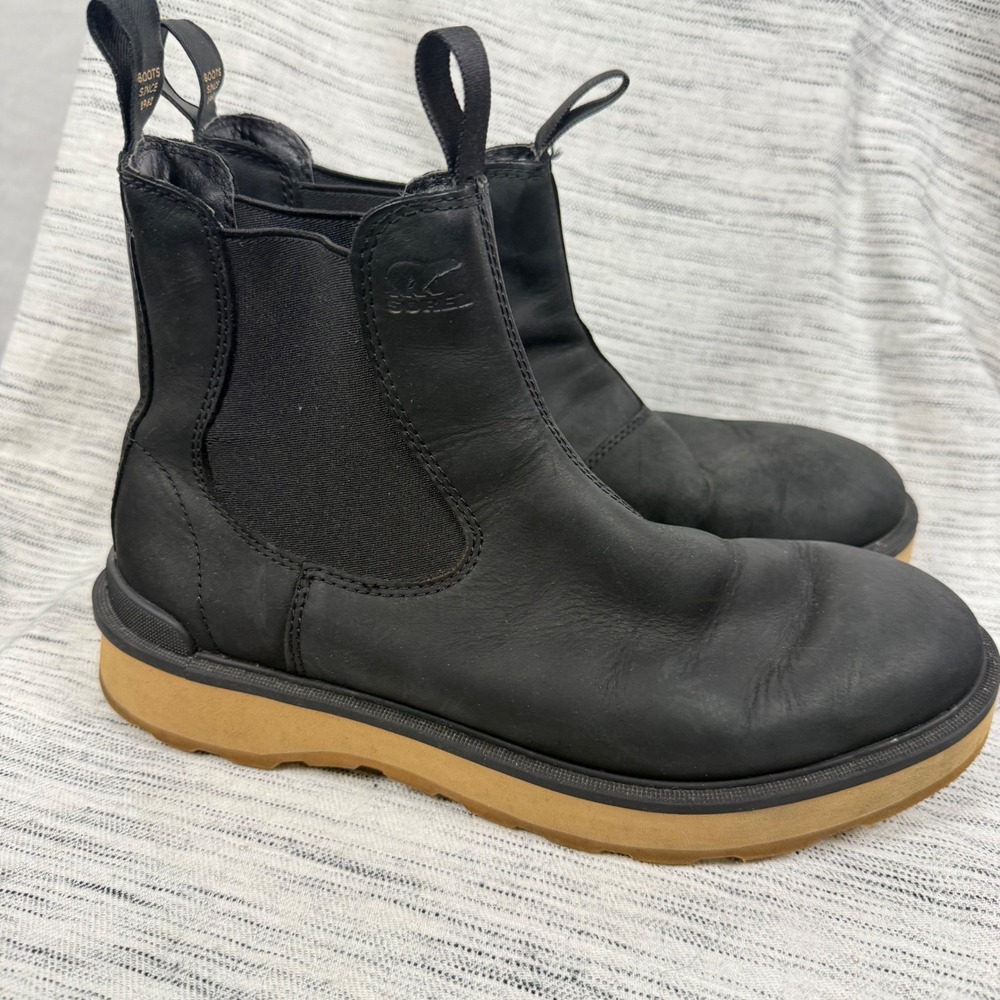 Sorel Hi-Line Black Leather Chelsea Boot 10.5 Utility Winter Minimalist Capsule